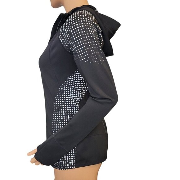 Athleta Womens Pullover Size Small Running Wild 1/2 Zip Hoodie Polka Dots - Picture 2 of 16